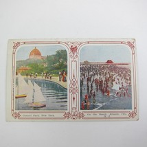 Postcard New York City Central Park &amp; Atlantic City New Jersey Beach Antique - £7.88 GBP
