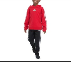 Size 5  Adidas Boys Hoodie &amp; Track Pant Set Red/Black BNWTS - $557.31 MXN