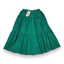 NOS Vtg Red Ridge Mountain Outfitters Women&#39;s Green Midi Flare Button Skirt Sz L - £26.87 GBP