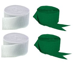 Green and White Crepe Paper Streamers (2 Rolls Each Color) MADE IN USA! - £6.58 GBP
