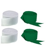 Green and White Crepe Paper Streamers (2 Rolls Each Color) MADE IN USA! - £6.48 GBP