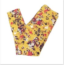 LuLaRoe Leggings Women OS Disney Mustard Yellow Tall &amp; Curvy Minnie Flor... - $15.13