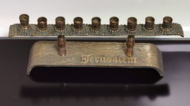 VTG Jerusalem Hanukkah Menorah Judaica Brass Copper Israel Holy Land - £29.12 GBP