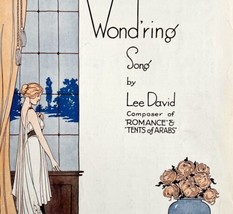 Wondring Lee David 1919 Sheet Music Piano Gorgeous Woman Vase Of Flowers... - $24.99