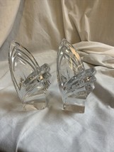 Mikasa German Crystal Art Deco Sands Taper Candle Holders Clear MCM Regency 5.5&quot; - £6.65 GBP