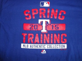 Blue Texas Rangers 2015 Training Camp Majestic XL MLB Baseball T shirt EXCELLENT - £16.00 GBP