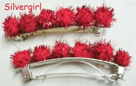 Large Fun Red Sparkly Balls Spring Hair Clip  - $4.98