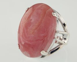 Pink Agate Sterling Silver Ring Size 6.50 - $68.31