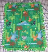 Disney Jungle Book Fleece Baby Blanket Pet Lap Security Hand Tied Green 30&quot;x 24&quot; - £34.33 GBP