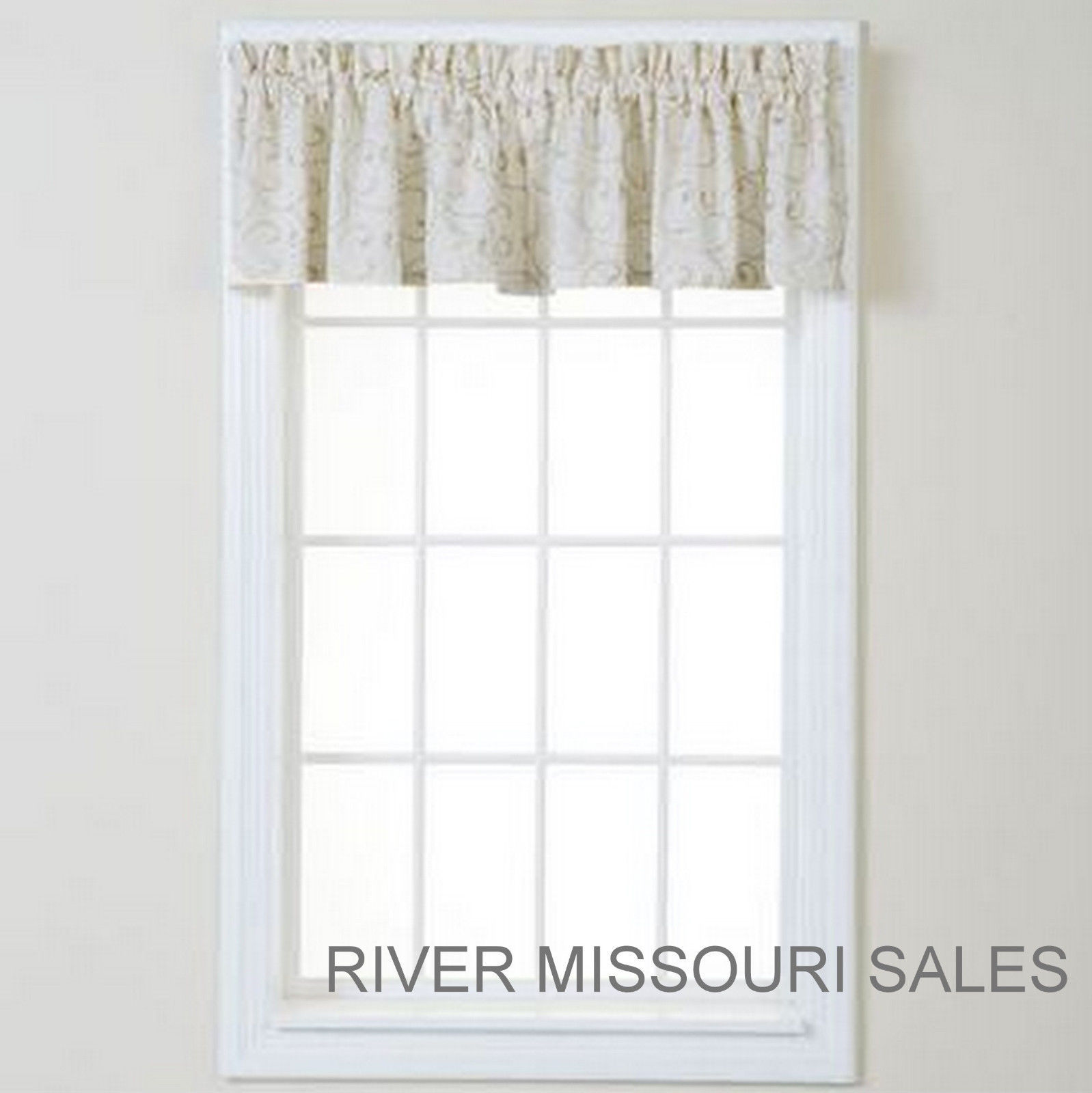 Swirls Fresh Ivory Tailored Window Valance, Modern Design 50" x 17"- NEW - $10.39