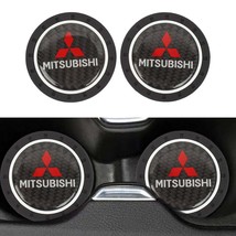 Brand New 2PCS Mitsubishi Real Carbon Fiber Car Cup Holder Pad Water Cup Slot No - £11.79 GBP