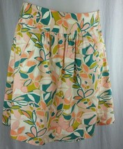 J CREW Womens Peach Floral Knee Length Patio Skirt Half Circle 100% Cotton  - £13.54 GBP
