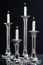 GAC Tall Nickel Silver Candlestick Holder Set 2 Art Deco Style 6" Silver... - $35.00
