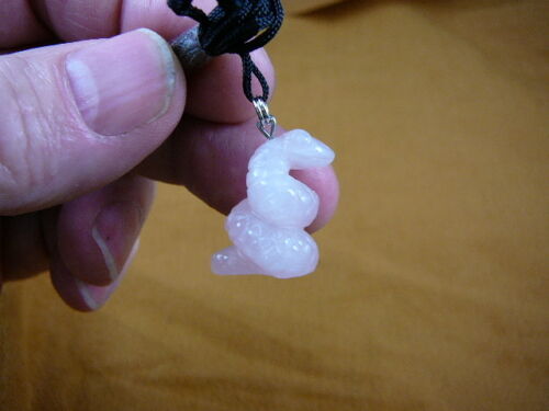(an-snake-3) COILED SNAKE PINK carving Pendant NECKLACE FIGURINE GEM - $7.70