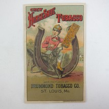 Victorian Trade Card Chew Horse Shoe Tobacco Boy Dog Drummond St. Louis Antique - £20.03 GBP