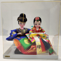 Traditional Korean Ceremonial Wedding Dolls Bride Groom in Plastic Displ... - $29.97