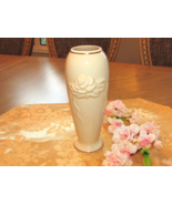 Lenox Ivory Bone China Bud Vase Embossed Rose Blossom Gold Rimmed 7.5&quot;H USA - $10.82 CAD