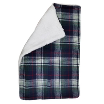 Warm Blue and Green Plaid 20 x 30 Dog Blanket with Soft Sherpa Fleece Ba... - $14.50