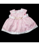 Youngland Baby Dress 6/9 Months Pink White Polka Dots Flowers Sash FLAWS - £5.11 GBP