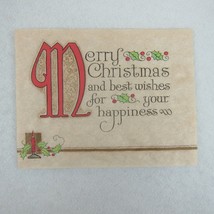 Vintage Merry Christmas Rice Paper Card Greeting UNSIGNED Candle Holly B... - £7.81 GBP
