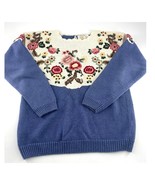 Vintage Ninon de Lenclos Sweater Women Small Light Blue Embroidery Flora... - $35.78