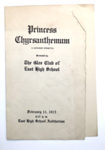 1915 East High School MN Glee Club Program Princess Chyrsanthemum - £10.93 GBP