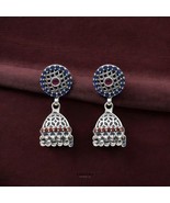 925 Plata de Ley Multi Cz Hecho a Mano Oxidado Regalar Jhumki Mujeres Pe... - €47,83 EUR