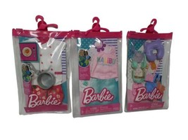Lot of 3 Barbie Fashion Pack Doll Clothing Sets, Tanktop, Accessories, Chef, - £10.60 GBP