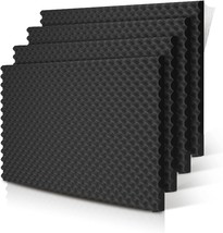 Foucarsi Acoustic Foam Egg Crate Panel Studio Foam Wall Panel 48&quot;, 4 Pack, Black - £58.69 GBP