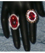 Vintage Ruby Red Paste Cocktail Rings - £59.61 GBP