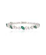 Magnificent 18K Gold Emerald &amp; Diamond Tennis Bracelet - £7,886.19 GBP