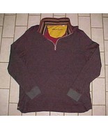 Robert Graham Dark Brown 1/4&quot; Zipper 100% Cotton Long Sleeve Fleece Pull... - $22.06