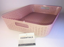Storage Essentials Woven-Look Basket W Handles Pink 10x14x2.5-in.NEW-SHI... - $11.76