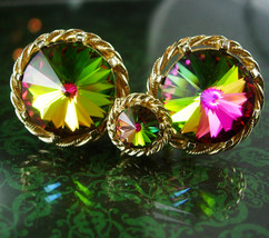 Vintage DANTE Glass cuff links and Tie Tack Rivoli Cufflinks pink blue yellow Sp - £107.91 GBP