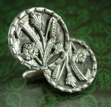 Rare Scottish cuff links set Thistle brutalist hand wrought Cufflinks scotland w - £99.90 GBP