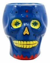 Blue Day of The Dead Floral Sugar Skull Coffee Mug In Bright Colors Drin... - $22.95