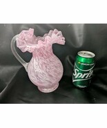 Fenton Rose Blanc Bavure Verre Cruche Aiguière Fileté Poignée Volants Bo... - €62,07 EUR