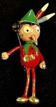 Vintage Pinocchio Enamel Painted on Metal Pencils in His Hat Brooch Pin Figurine - $25.13