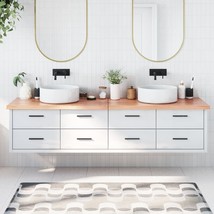 Bathroom Countertop Light Brown 78.7"x19.7"x(0.8"-1.6") Treated Solid Wood - €273,36 EUR