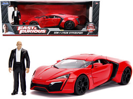 Lykan Hypersport Red with Lights and Dom Figurine &quot;Fast &amp; Furious&quot; Movie... - £67.13 GBP