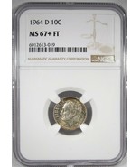 1964-D Low Pop/ Top Pop Silver Roosevelt Dime NGC MS67+ FT Toned AJ124 - £1,137.00 GBP