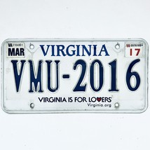 2017 United States Virginia Lovers Passenger License Plate VMU-2016 - £14.74 GBP