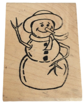 Touche Rubber Stamp Hello Snowman Medium Christmas Card Making Smiling Happy Hat - £6.26 GBP