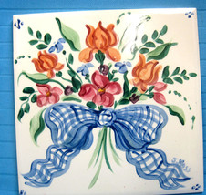 Art Tile Trivet Wallhanging Ceramic Handpainted Picture Artist Signed J ... - £16.35 GBP