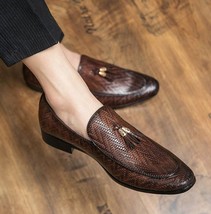 Men&#39;s Dress Casual Shoes Pu Leather Slip-on Heel Fashion Hot Selling All Match D - £66.00 GBP