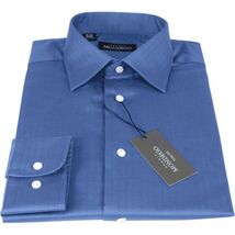 Men Mondego 100% Soft Cotton Dress Business shirt B300 French Blue Herringbone image 2
