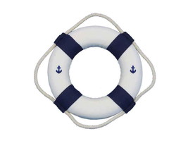 [Pack Of 2] Classic White Decorative Anchor Lifering With Blue Bands 6&quot;&quot; - £34.60 GBP