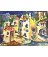 Catriel Efrony Listed Israeli Colorful Oil Painting Houses of Safed, 34.... - €318,53 EUR