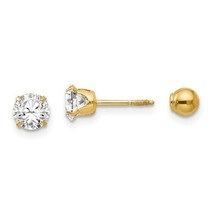 14k Madi K Polished Reversible CZ and 5mm Ball Earrings - £86.14 GBP