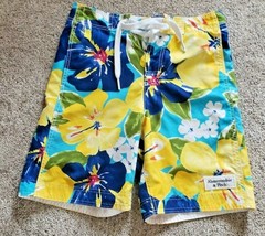 Abercrombie Fitch Board Shorts Men 30 Blue Yellow Floral Bathing Suit Swim Trunk - £9.98 GBP